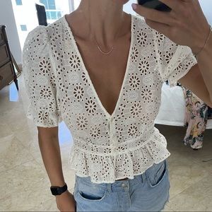 White eyelet blouse